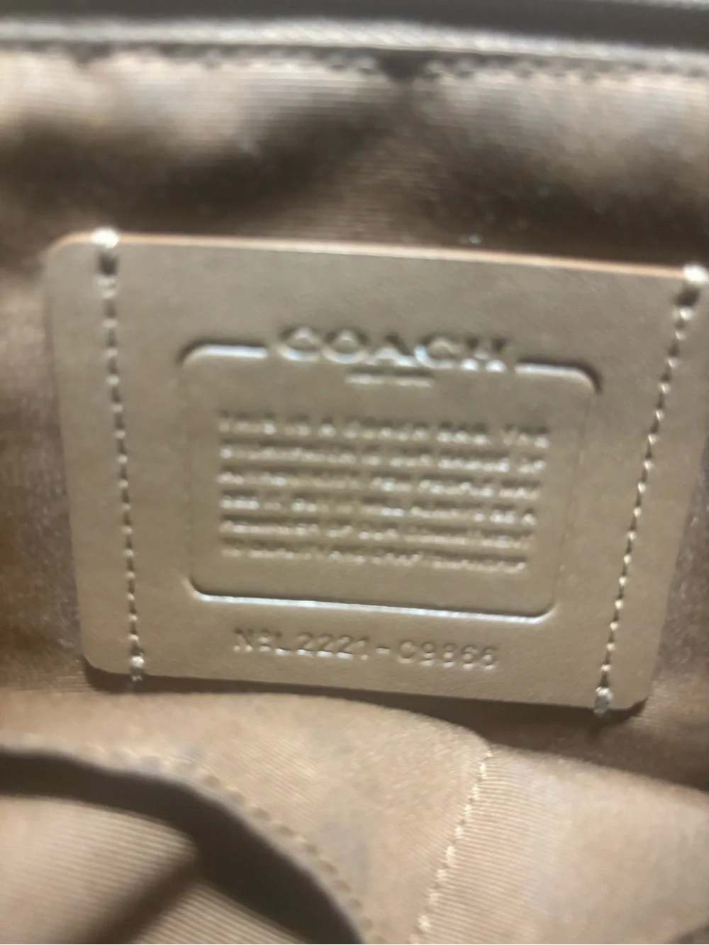 Coach Tan Signature Canvas Backpack with Dark Brown Trim